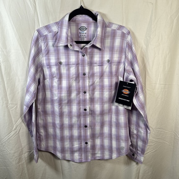 Dickies Tops - Dickies Snap Shirt Womens‎ M Purple Plaid Cooling Utility Workwear NWT